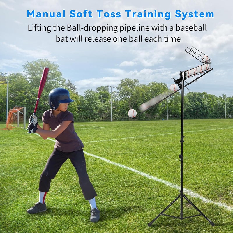 CEPHKY Store 3 in 1 Baseball Training Equipment, Baseball Pitching Machine | Baseball Tee | Soft Toss Training System, Height Adjustable Hitting Swing Trainer, Support Auto & Manual, Hold Up to 10 Balls - Image 3